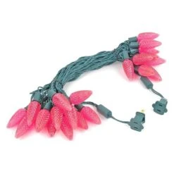 25 Pink C9 LED Pre-Lamped String Lights Green Wire -Christmas Lights Series 0019463 25 pink c9 led pre lamped string lights green wire