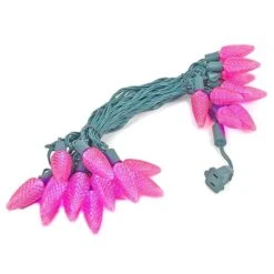 25 Pink C9 LED Pre-Lamped String Lights Green Wire -Christmas Lights Series 0019464 25 pink c9 led pre lamped string lights green wire