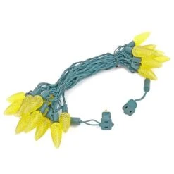 25 Yellow C9 LED Pre-Lamped String Lights Green Wire -Christmas Lights Series 0019466 25 yellow c9 led pre lamped string lights green wire