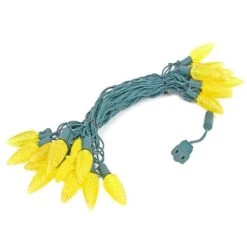25 Yellow C9 LED Pre-Lamped String Lights Green Wire -Christmas Lights Series 0019467 25 yellow c9 led pre lamped string lights green wire