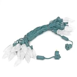 25 Warm White LED C9 Pre-Lamped String Lights Green Wire -Christmas Lights Series 0019472 25 warm white led c9 pre lamped string lights green wire