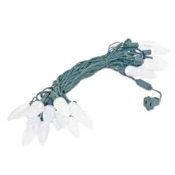 25 Pure White LED C9 Pre-Lamped String Lights Green Wire 11 25 Pure White LED C9 Pre-Lamped String Lights Green Wire -Christmas Lights Series 0019475 25 pure white led c9 pre lamped string lights green wire