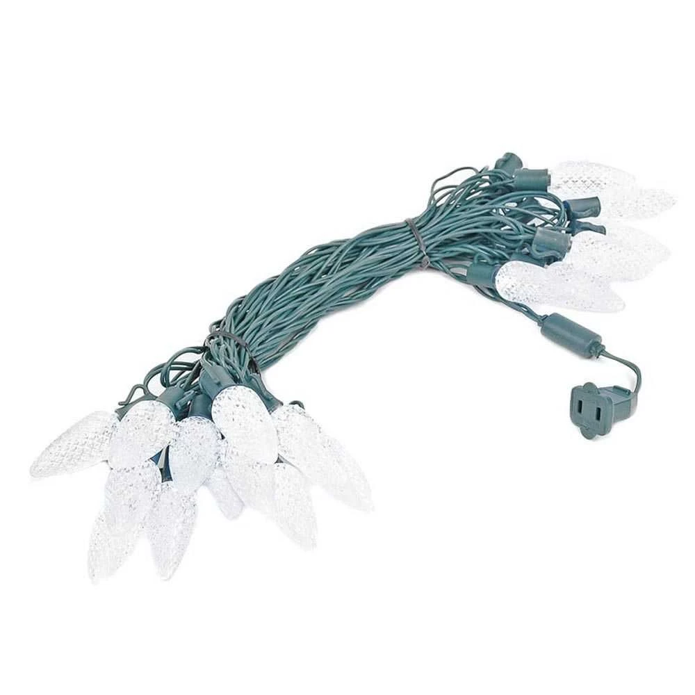 25 Pure White LED C9 Pre-Lamped String Lights Green Wire 4 25 Pure White LED C9 Pre-Lamped String Lights Green Wire - Image 4