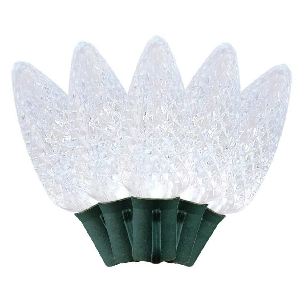 25 Pure White LED C9 Pre-Lamped String Lights Green Wire 5 25 Pure White LED C9 Pre-Lamped String Lights Green Wire - Image 5