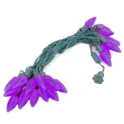 25 Purple C9 LED Pre-Lamped String Lights Green Wire -Christmas Lights Series 0019478 25 purple c9 led pre lamped string lights green wire