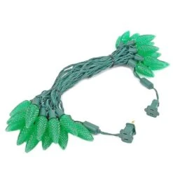 25 Green LED C9 Pre-Lamped String Lights Green Wire 10 25 Green LED C9 Pre-Lamped String Lights Green Wire -Christmas Lights Series 0019486 25 green led c9 pre lamped string lights green wire