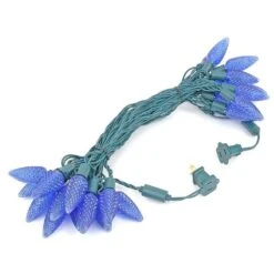 25 Blue LED C9 Pre-Lamped String Lights Green Wire -Christmas Lights Series 0019489 25 blue led c9 pre lamped string lights green wire