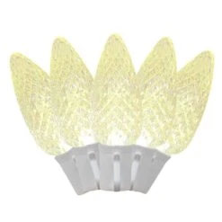 25 Warm White LED C9 Pre-Lamped String Lights On White Wire -Christmas Lights Series 0019494 25 warm white led c9 pre lamped string lights on white wire