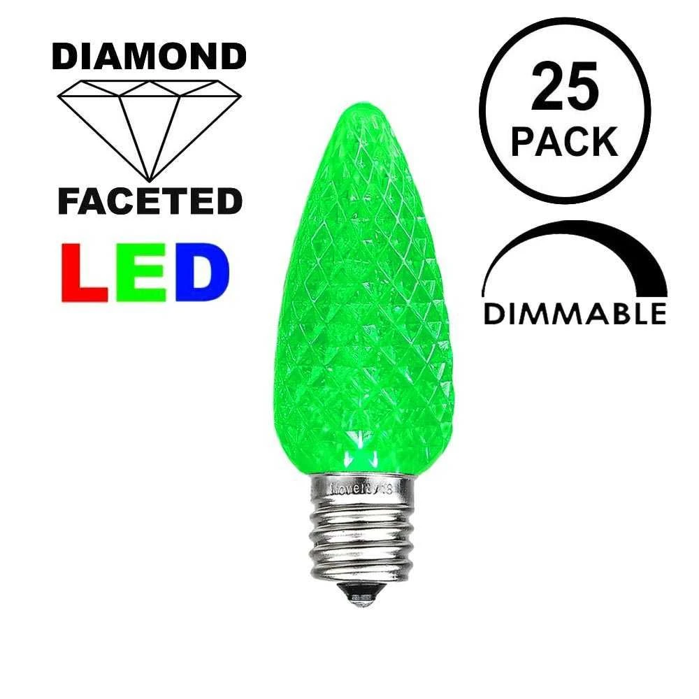 25 Light String Set With Green LED C9 Bulbs On Brown Wire 4 25 Light String Set With Green LED C9 Bulbs On Brown Wire - Image 4