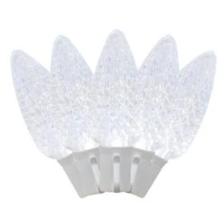 25 Pure White LED C9 Pre-Lamped String Lights On White Wire -Christmas Lights Series 0019620 25 pure white led c9 pre lamped string lights on white wire