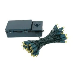 50 LED Battery Operated Lights Yellow On Green Wire -Christmas Lights Series 0019816 50 led battery operated lights yellow on green wire