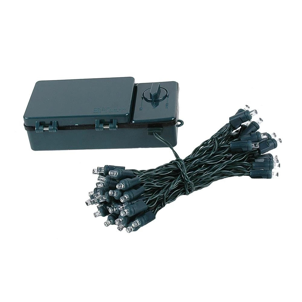 50 LED Battery Operated Lights Warm White Green Wire 6 50 LED Battery Operated Lights Warm White Green Wire - Image 6