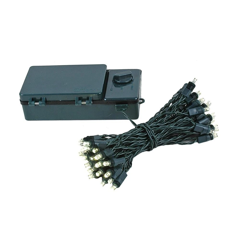 50 LED Battery Operated Lights Warm White Green Wire 2 50 LED Battery Operated Lights Warm White Green Wire - Image 2