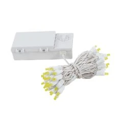 50 LED Battery Operated Lights Yellow On White Wire -Christmas Lights Series 0019885 50 led battery operated lights yellow on white wire