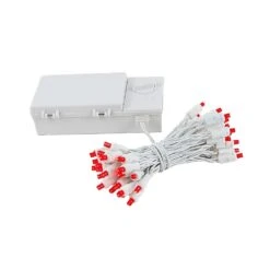 50 LED Battery Operated Lights Red On White Wire -Christmas Lights Series 0019890 50 led battery operated lights red on white wire