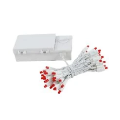 50 LED Battery Operated Lights Red On White Wire -Christmas Lights Series 0019891 50 led battery operated lights red on white wire