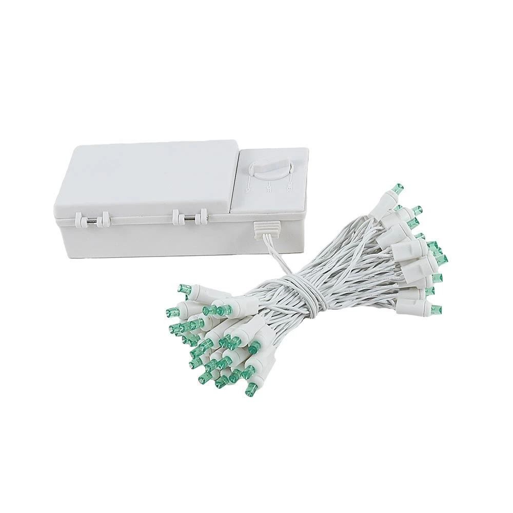 50 LED Battery Operated Lights Green On White Wire 6 50 LED Battery Operated Lights Green On White Wire - Image 6