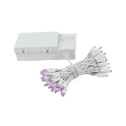 50 LED Battery Operated Lights Purple On White Wire -Christmas Lights Series 0019902 50 led battery operated lights purple on white wire