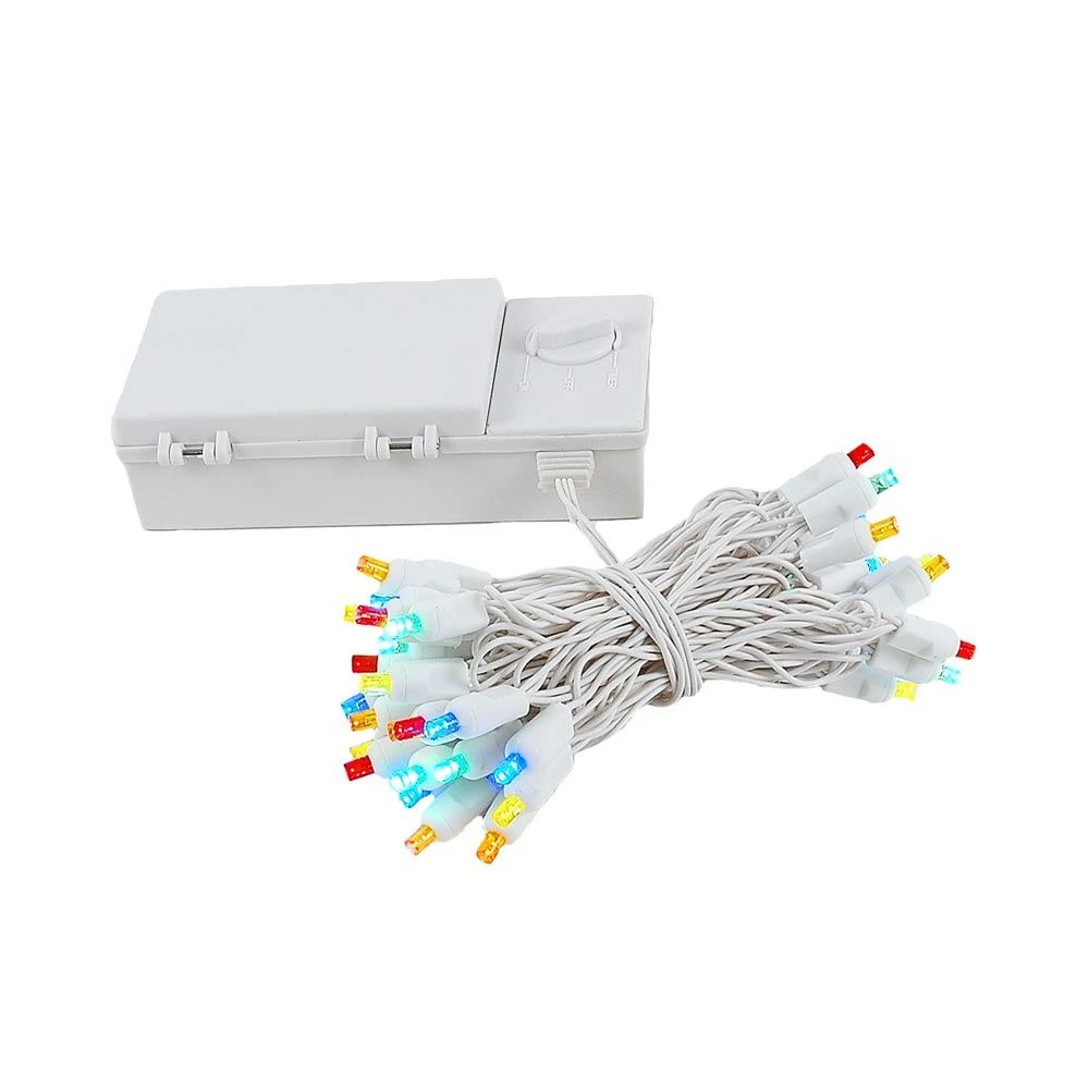 50 LED Battery Operated Lights Multi On White Wire 2 50 LED Battery Operated Lights Multi On White Wire - Image 2