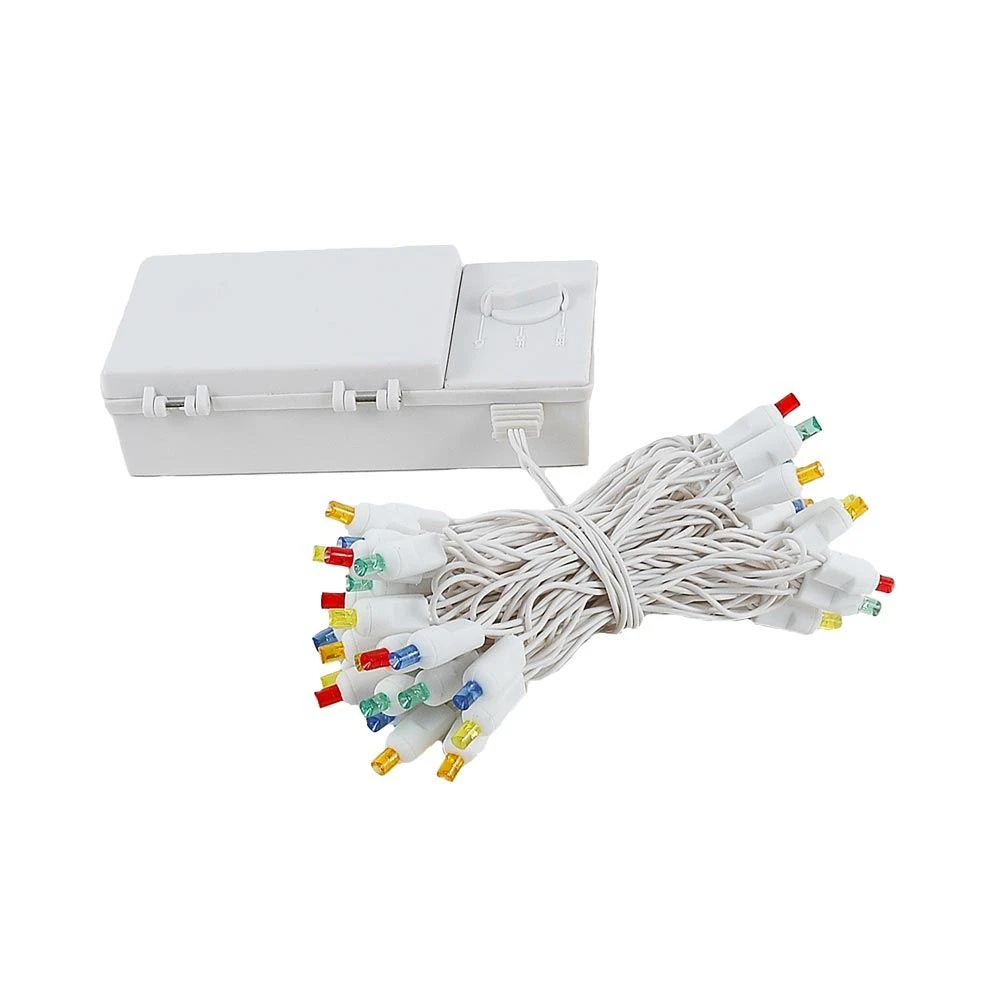 50 LED Battery Operated Lights Multi On White Wire 6 50 LED Battery Operated Lights Multi On White Wire - Image 6
