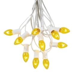 C7 25 Light String Set With Yellow Twinkle Bulbs On White Wire 13 C7 25 Light String Set With Yellow Twinkle Bulbs On White Wire -Christmas Lights Series 0020239 c7 25 light string set with yellow twinkle bulbs on white wire