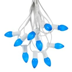 Christmas Lights Series -Christmas Lights Series 0020285 100 c7 string light set with blue ceramic bulbs on white wire