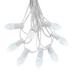 25 Light String Set With Pure White LED C7 Bulbs On White Wire 14 25 Light String Set With Pure White LED C7 Bulbs On White Wire -Christmas Lights Series 0020408 25 light string set with pure white led c7 bulbs on white wire