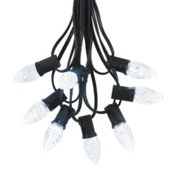 25 Light String Set With Pure White LED C7 Bulbs On Black Wire 14 25 Light String Set With Pure White LED C7 Bulbs On Black Wire -Christmas Lights Series 0020470 25 light string set with pure white led c7 bulbs on black wire