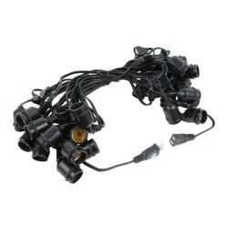 25 Clear S14 Commercial Grade Suspended Light String Set On 37.5' Of Black Wire -Christmas Lights Series 0020666 25 clear s14 commercial grade suspended light string set on 375 of black wire