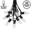 C7 25 Light String Set With Clear Twinkle Bulbs On Black Wire