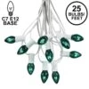 C7 25 Light String Set With Green Twinkle Bulbs On White Wire