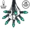 C7 25 Light String Set With Green Twinkle Bulbs On Black Wire