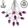 C7 25 Light String Set With Purple Twinkle Bulbs On White Wire