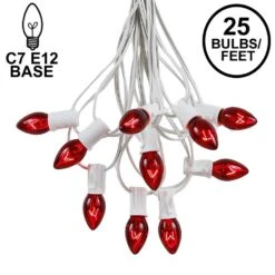 C7 25 Light String Set With Red Twinkle Bulbs On White Wire