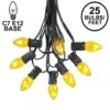 C7 25 Light String Set With Yellow Twinkle Bulbs On Black Wire
