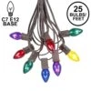 C7 25 Light String Set With Multi-Colored Twinkle Bulbs On Brown Wire