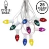 C7 25 Light String Set With Multi-Colored Twinkle Bulbs On White Wire