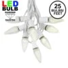 25 Light String Set With Warm White LED C9 Bulbs On White Wire