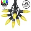 25 Light String Set With Yellow LED C9 Bulbs On Black Wire