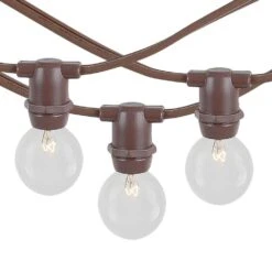 25 Clear G30 Commercial Grade Candelabra Base Light Set - Brown Wire -Christmas Lights Series 0021185 25 clear g30 commercial grade candelabra base light set brown wire