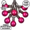 100 G50 Globe Light String Set With Purple Bulbs On Brown Wire