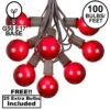 100 G50 Globe Light String Set With Red Bulbs On Brown Wire