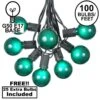 100 G50 Globe Light String Set With Green Bulbs On Black Wire