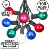 100 G50 Globe Light String Set With Multi Bulbs On Black Wire