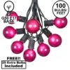 100 G50 Globe Light String Set With Purple Bulbs On Black Wire
