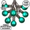 100 G50 Globe Light String Set With Green Bulbs On Brown Wire