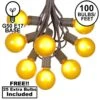 100 G50 Globe Light String Set With Yellow Bulbs On Brown Wire