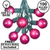 100 G50 Globe Light String Set With Purple On Green Wire