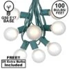 100 G50 Globe Light String Set With Frosted White On Green Wire