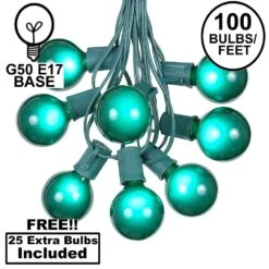 100 G50 Globe Light String Set With Green On Green Wire
